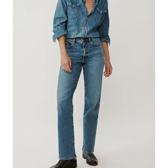 Buck Mason Blue Straight Leg Jeans - Picture 1 of 9